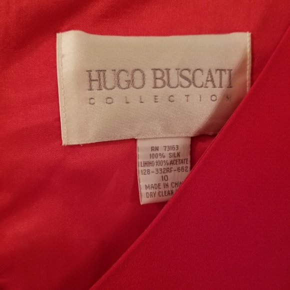 Hugo Buscati Red 100% Silk Dress - Picture 5 of 5